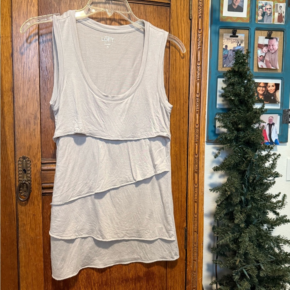 LOFT Women's Light Taupe Layered Tank Top